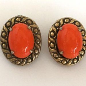 Vintage gold tone ear clips with lucite